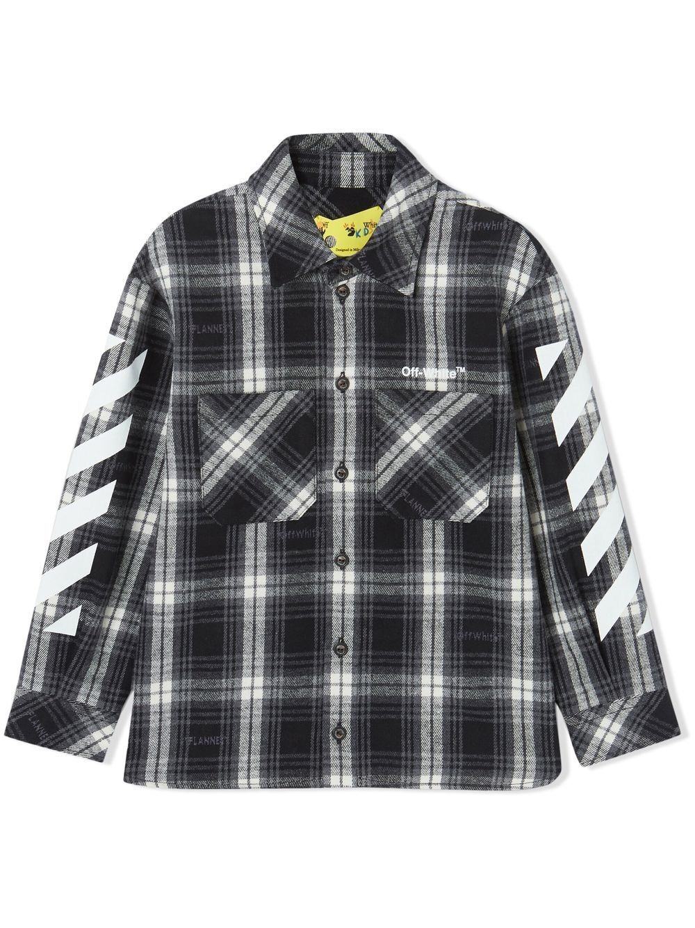 Black Checked Shirt With Helvetica Diagonal Stripes